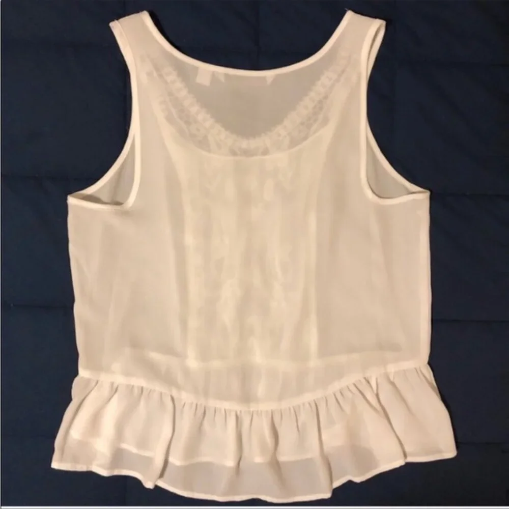Lace Front Peplum Sleeveless Tank Blouse by Lauren Conrad - Picture 2 of 9